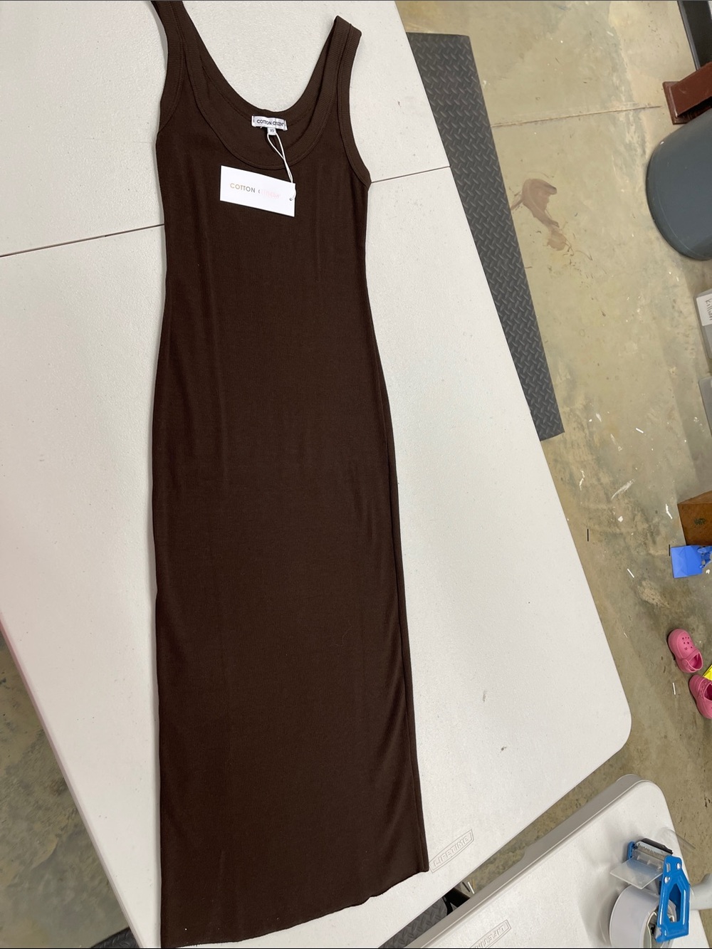 Cotton Citizen Dark Brown Ribbed Tank Maxi Dress
